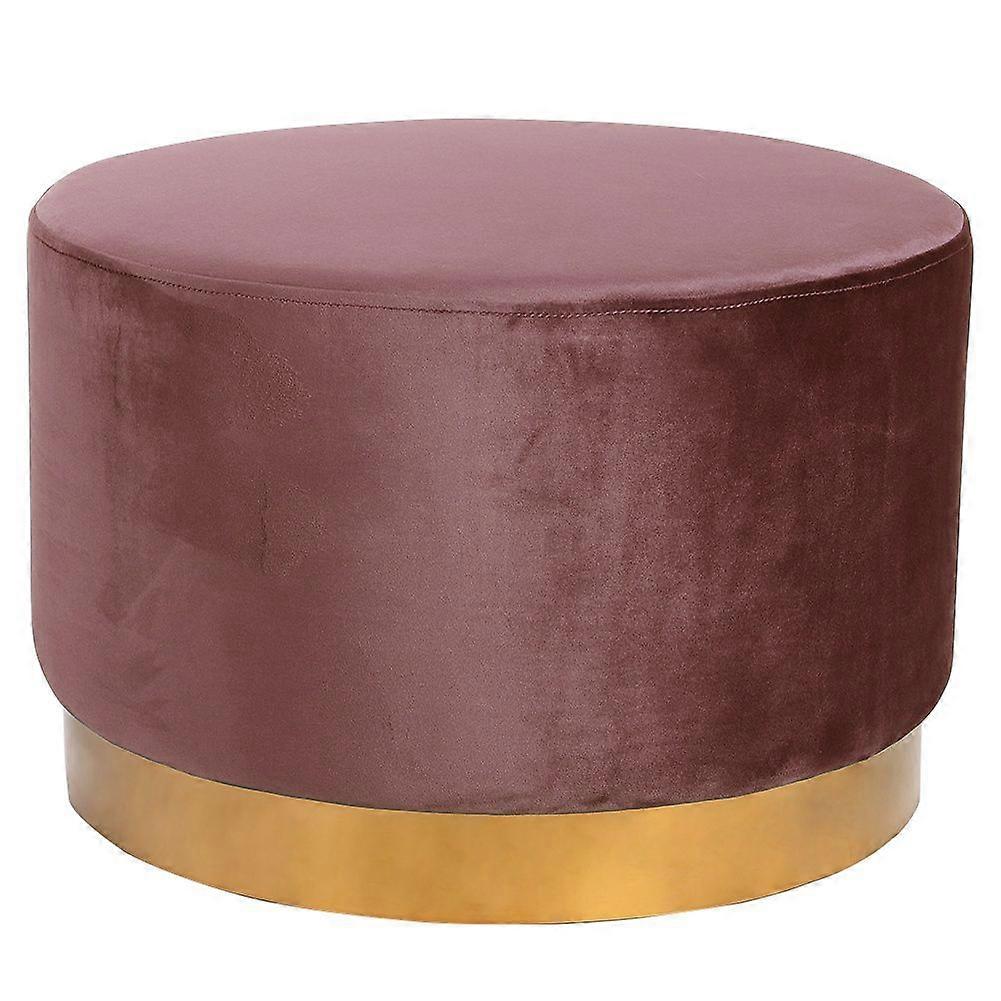 Large Velvet Round Ottoman, Pink