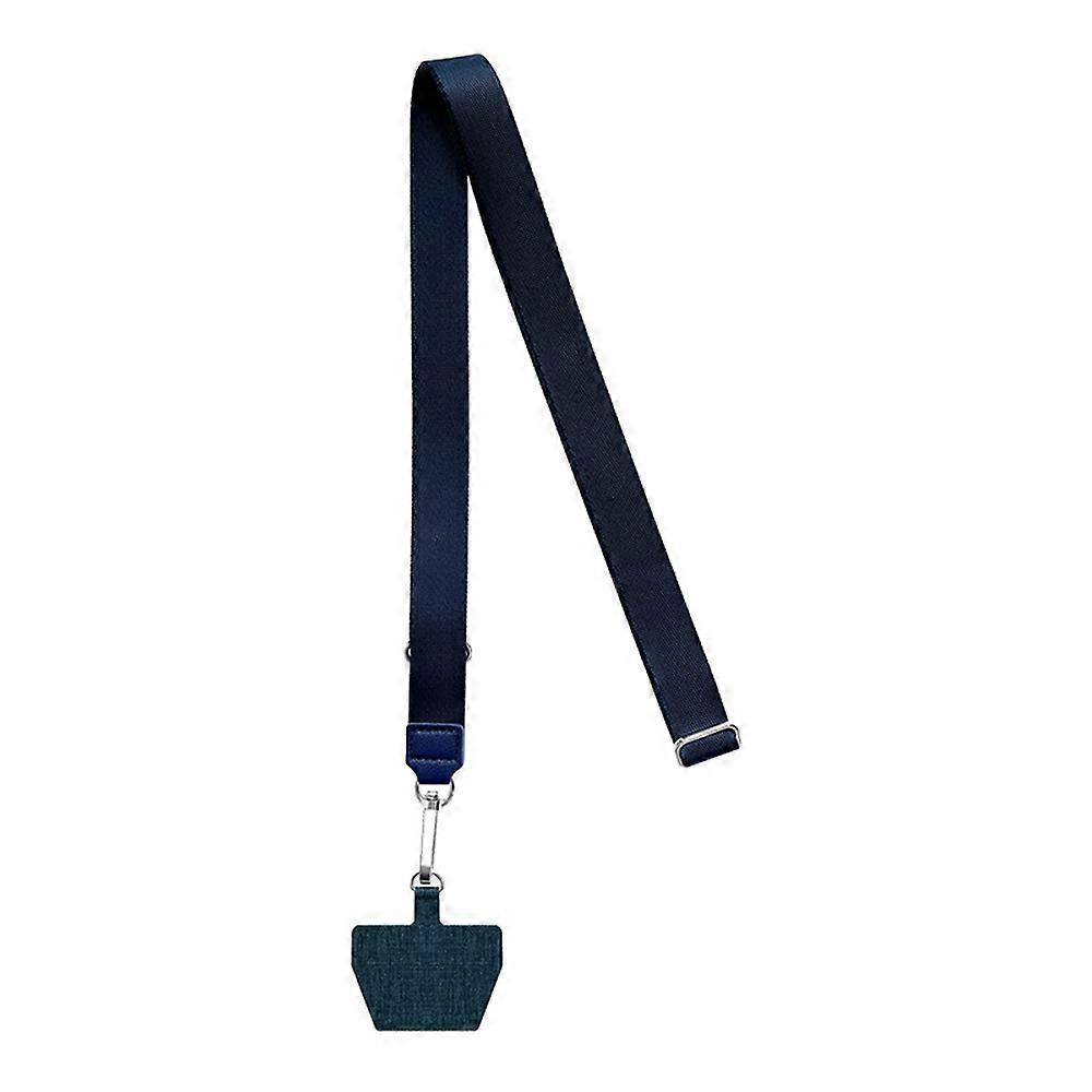 Adjustable Crossbody Phone Lanyard Wide Strap Braided Necklace Simple ID Badge Holder with Length Adjustment Dark Blue