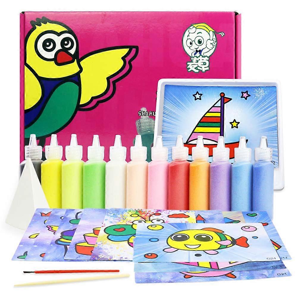 Handmade Sand Craft Kits For Creative Imagination Development 12 Bottles Assorted Color 1Pack