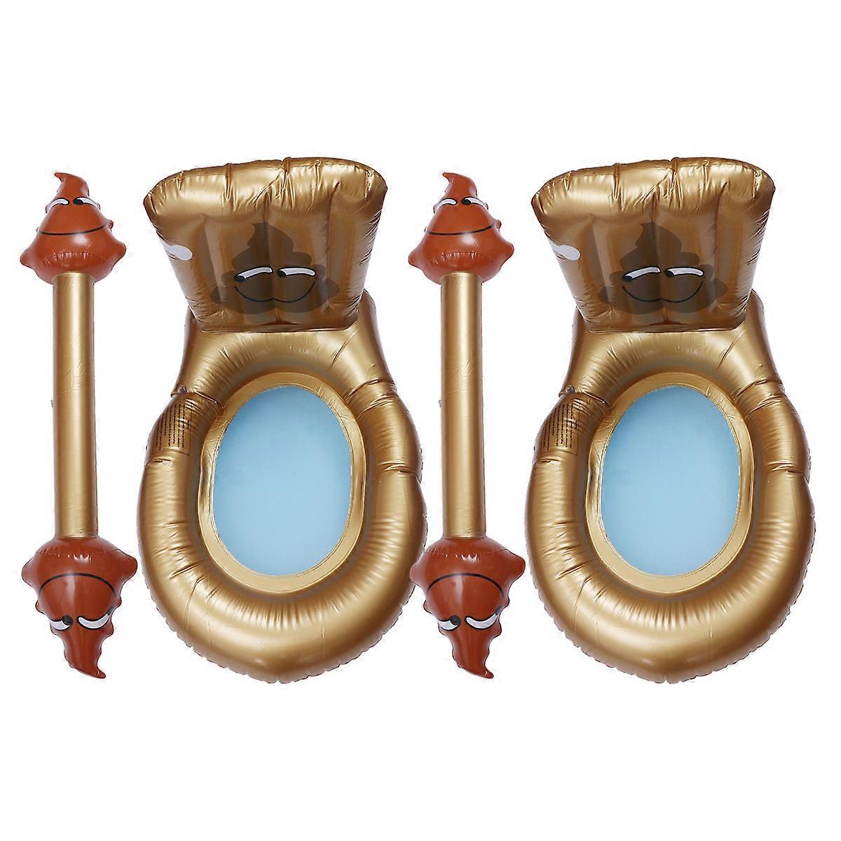 Inflatable Toilet Floats With Golden Color 1 Set Fun Water Toy For Summer Holidays And Pool Parties