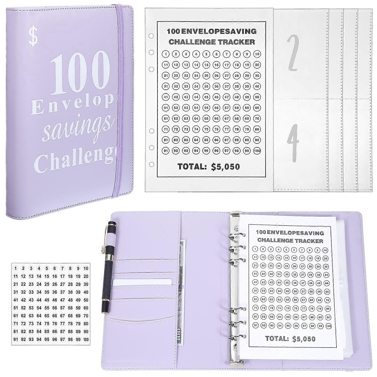 Savings Binder Book Money Saving Challenge Organizer with Cash Envelopes, Expense Tracker & Stickers, Compact Financial Planner for Budgeting &