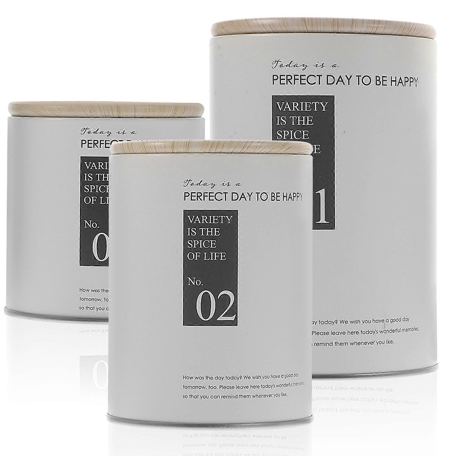 White Iron Metal Canister Set of 3 for Storage Use Coffee Sugar Tea Tins Perfect for Kitchen Decor