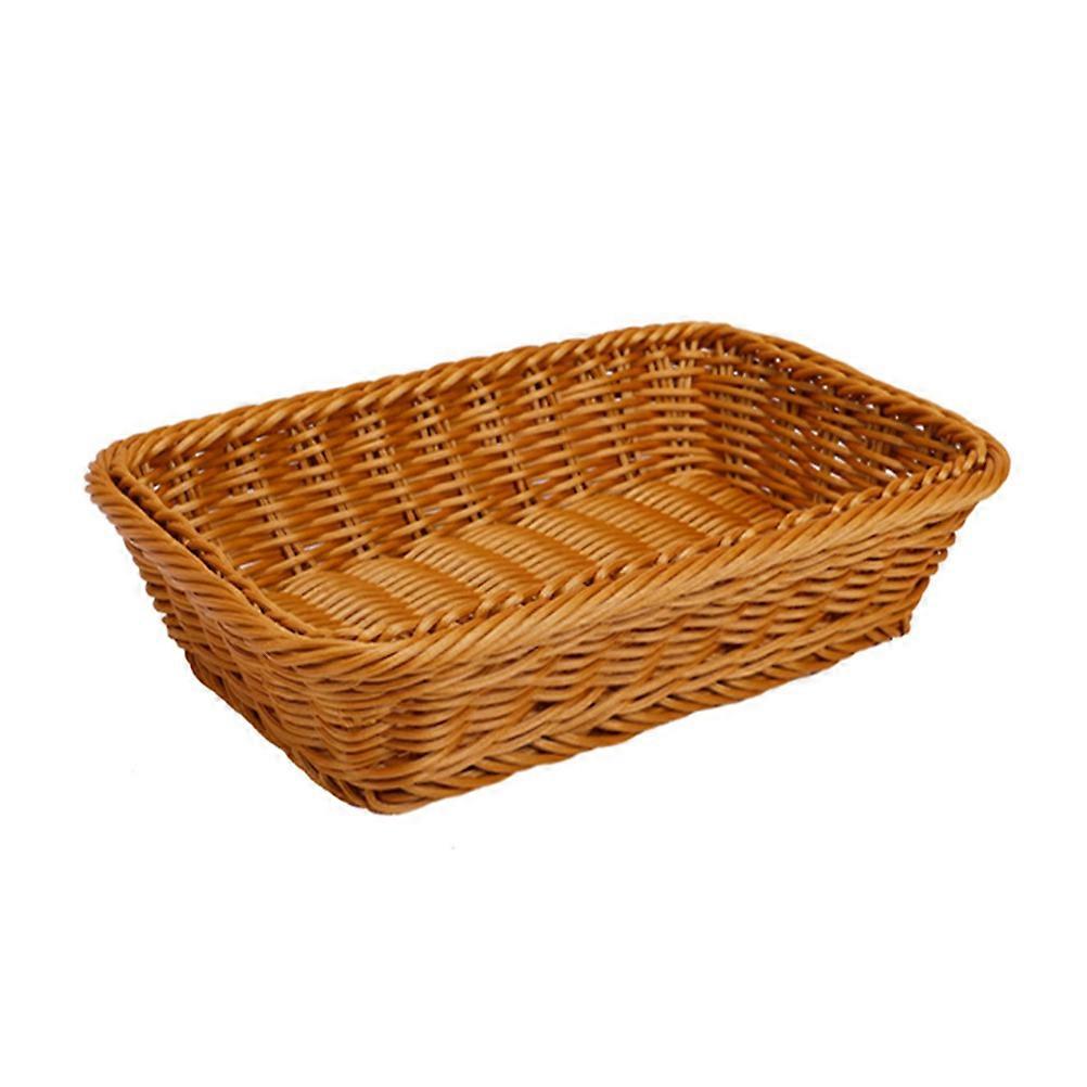 Brown Woven Basket for Storage Square Design Easy to Clean Practical Vegetable Basket 1 Pc