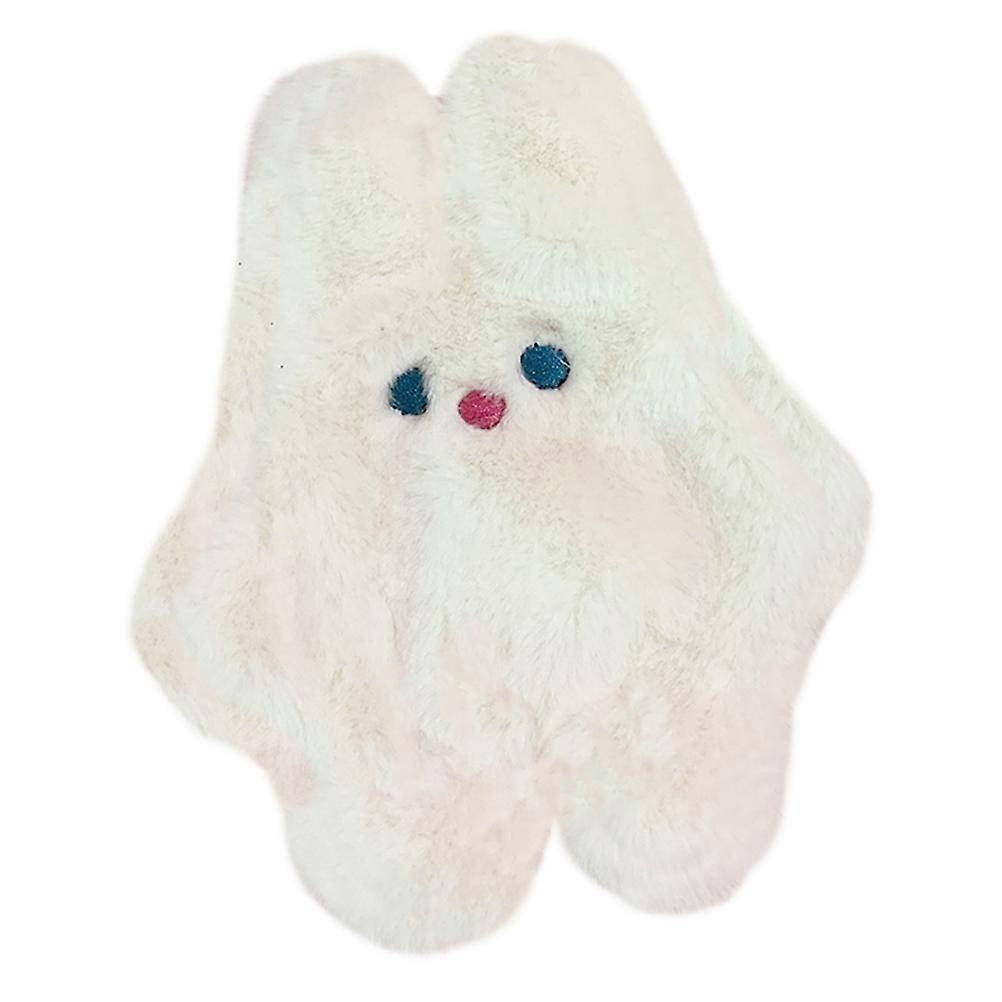 女性のためのかわいいぬいぐるみウサギのジッパー付き小銭入れ – 現金と化粧品の保管のための愛らしい漫画のデザイン – ホワイト