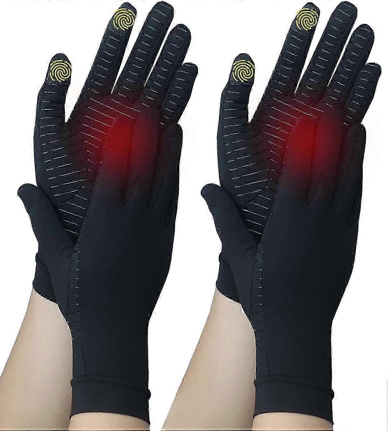 2 paia di guanti di compressione per artrite in rame a dita intere con touchscreen sollievo per dolore alla mano tunnel carpale infiammazione reumatoide tendinite fi