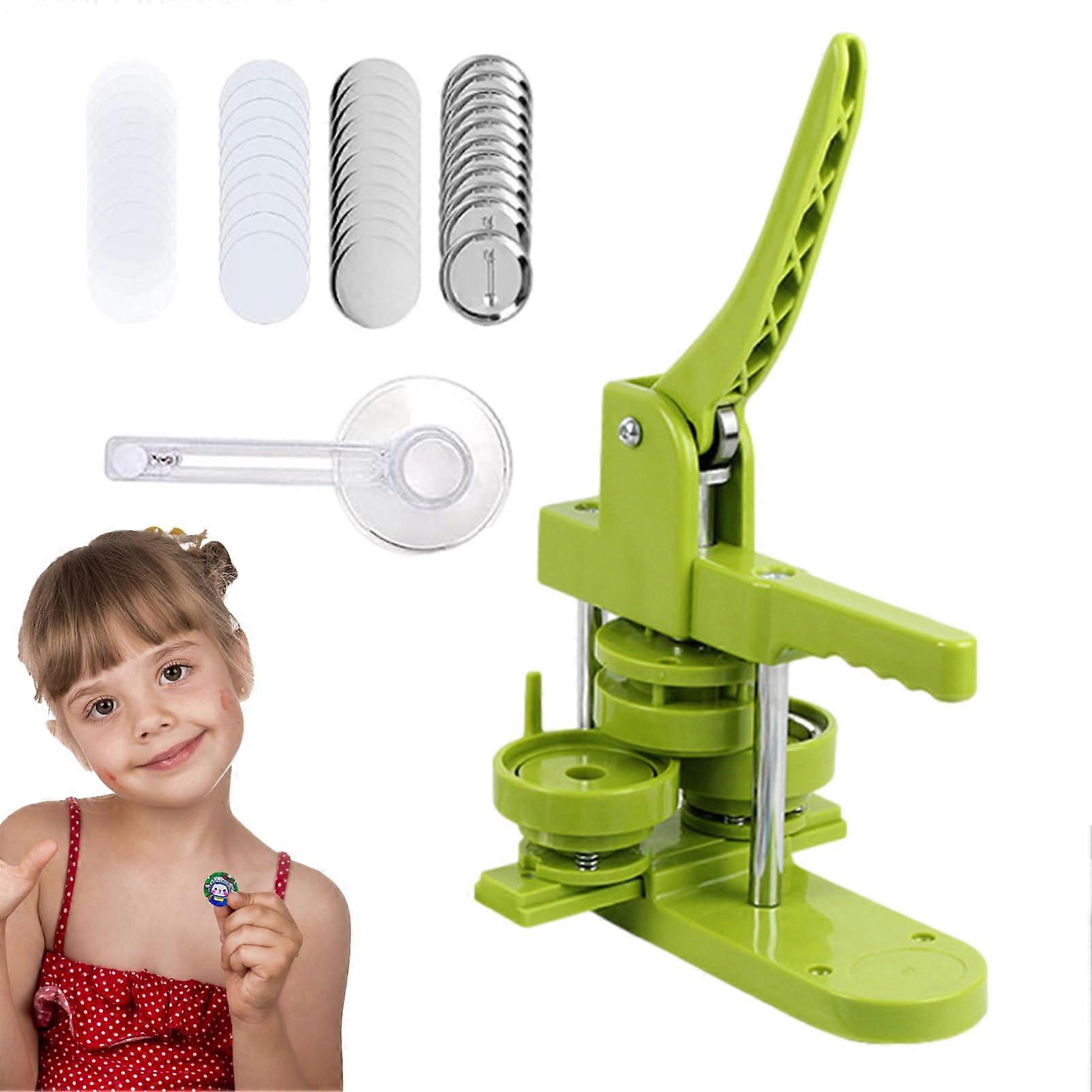 Pin Maker Manual Button Badge Press - Handheld Portable Magnetic Pin Maker Kit With 100 Button Parts 32mm Set
