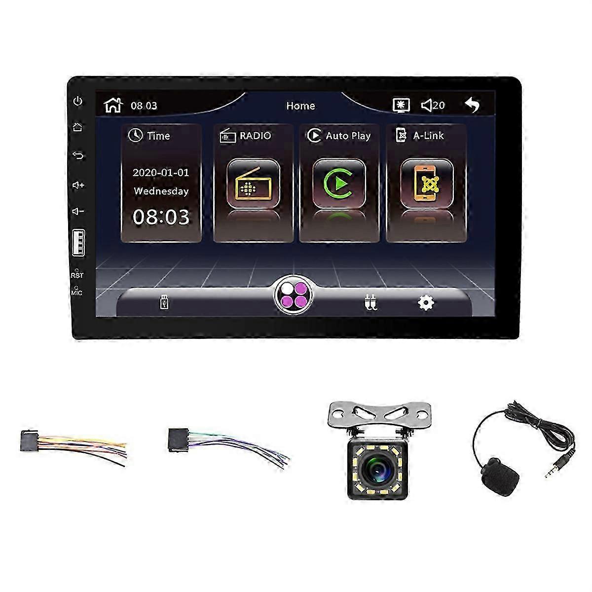 Single Din Car Stereo with Carplay Android Auto, 9 Inch HD Car Radio with Backup Camera Supports FM/