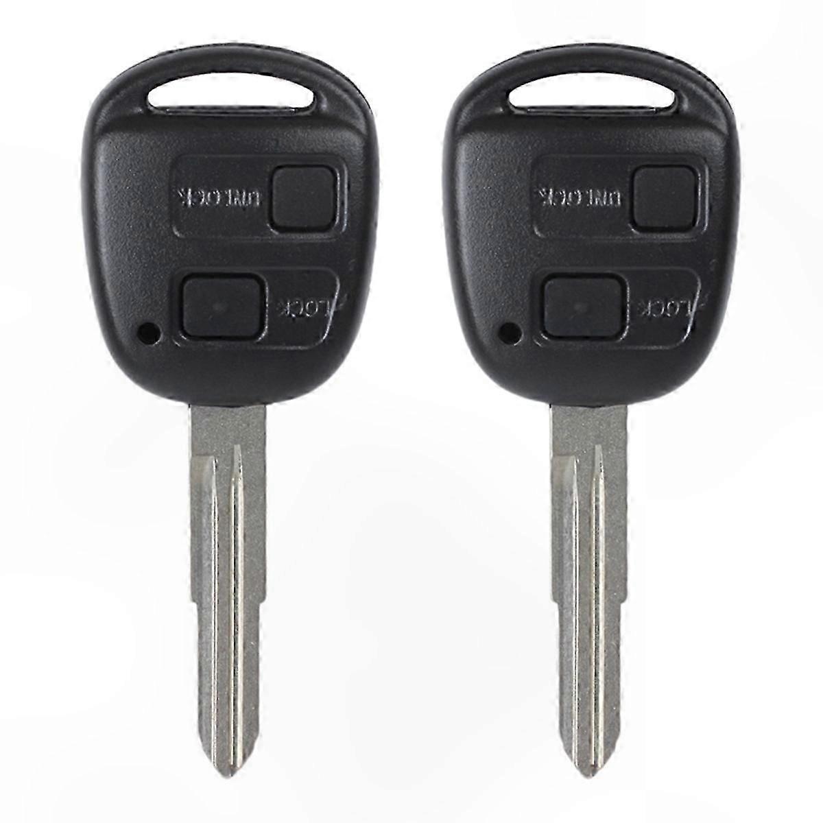 2-Pack Mechanical Key Shells with 2-Button Remote Control for Vehicles