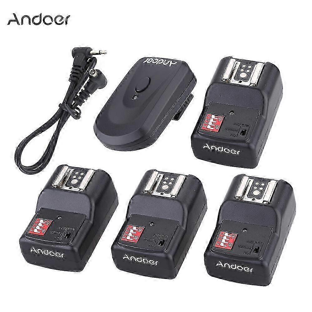 Andoer 16 Channel Wireless Remote Flash Trigger Set 1 Transmitter + 4 Receivers + 1 Sync Cord For Canon Nikon Pentax Olympus Sigma Sunpak Vivitar Neew