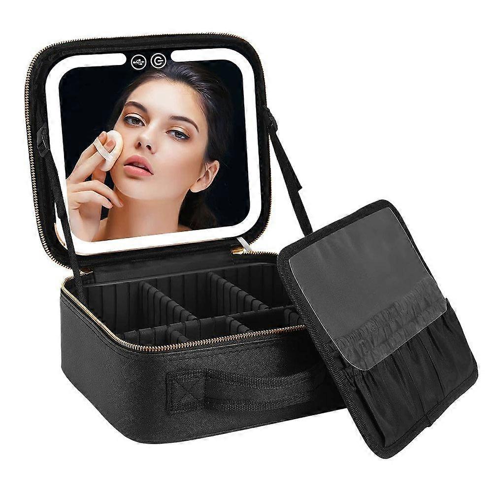Cosmetic bag with mirror and LED large capacity portable high quality lighted