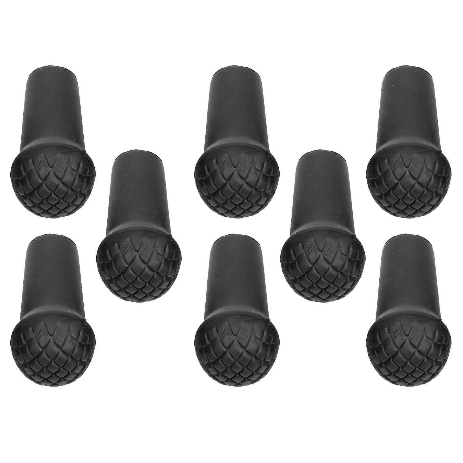 Trekking Pole Tip Set for Hiking Poles, Rubber Tips for Crutch Tubes, Walking Sticks, and Climbing Poles - Black