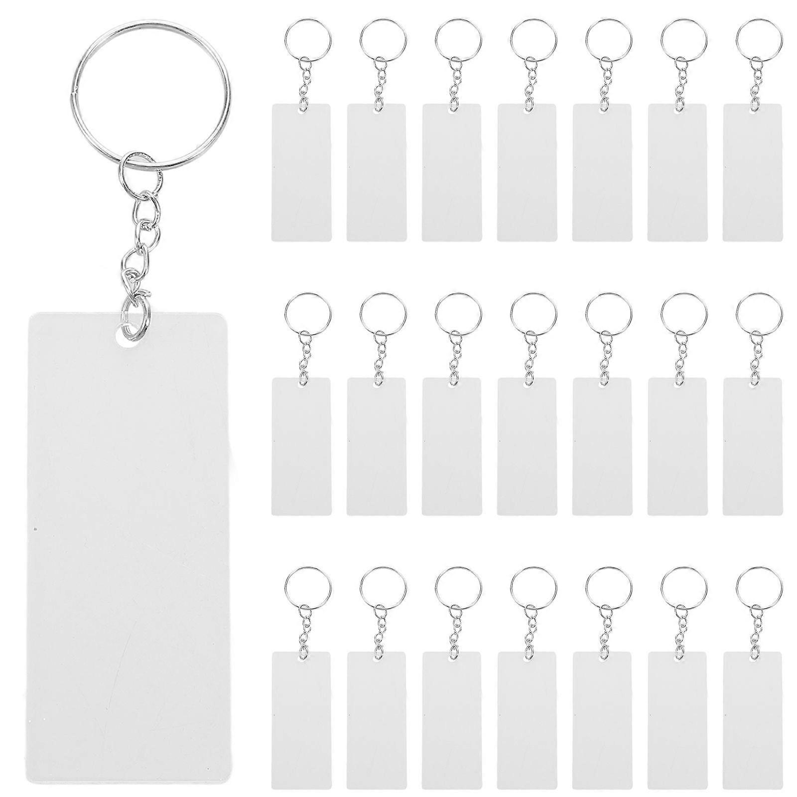 20pcs Acrylic Keychain Blanks Rectangle Clear Keyring Diy Keychain Transparent Key Pendant for Vinyl DIY Projects and Crafting