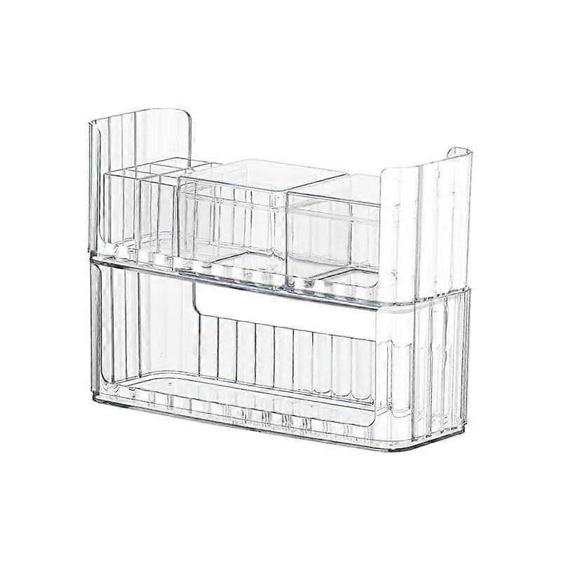 Clear Makeup Organizer, Stackable Lipstick Holder, PET Material Transparent Mirror Storage Box Set (White)