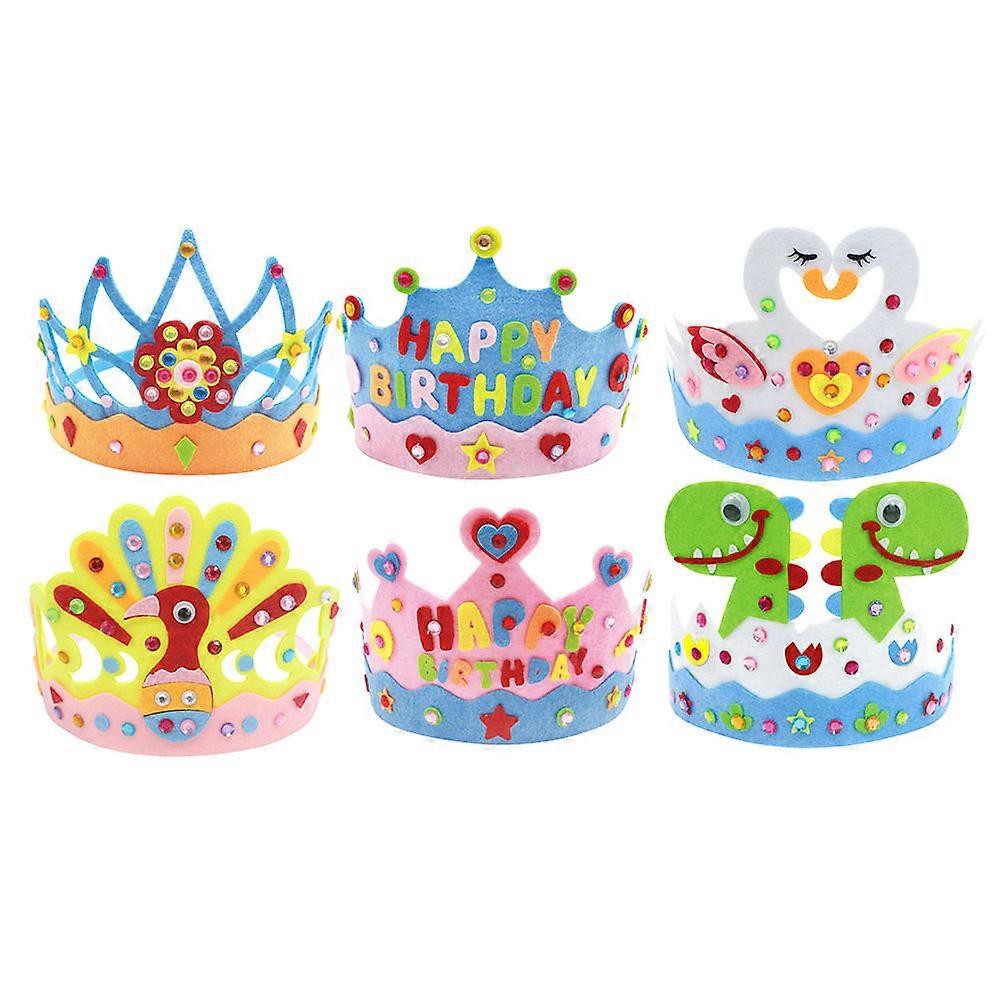 6pcs Unique Non Woven Birthday Crowns for DIY Felt Headdresses – Lightweight, Comfortable Party Hats for Creative Crafts and Celebrations