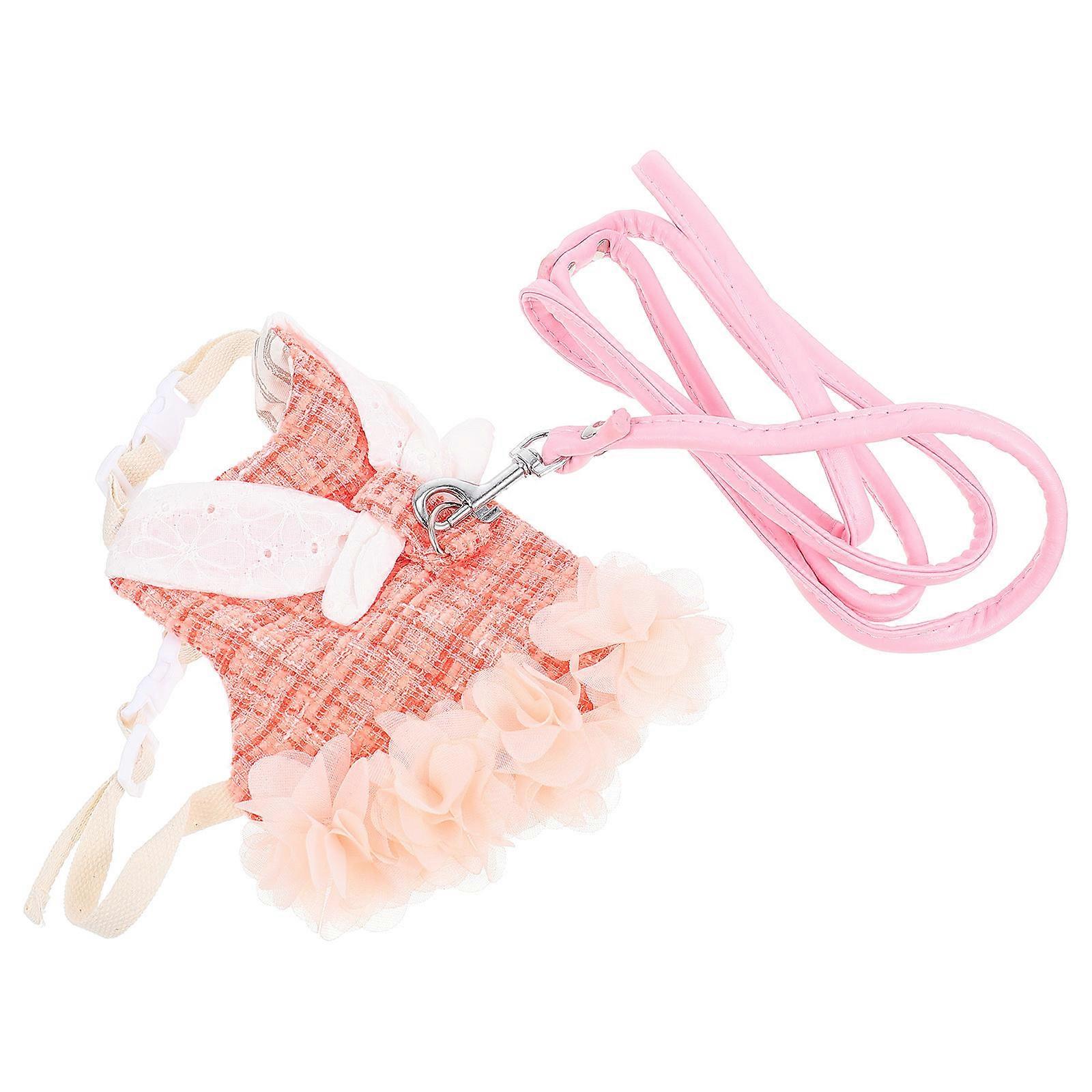 Orange Cotton Bunny Harness and Leash for Decor Sleeveless Design Comfortable and Breathable 1 Set