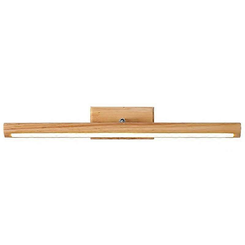 Wooden LED Vanity Light Bar, Modern Dimmable Bathroom Light Over Mirror Japanese Log Style