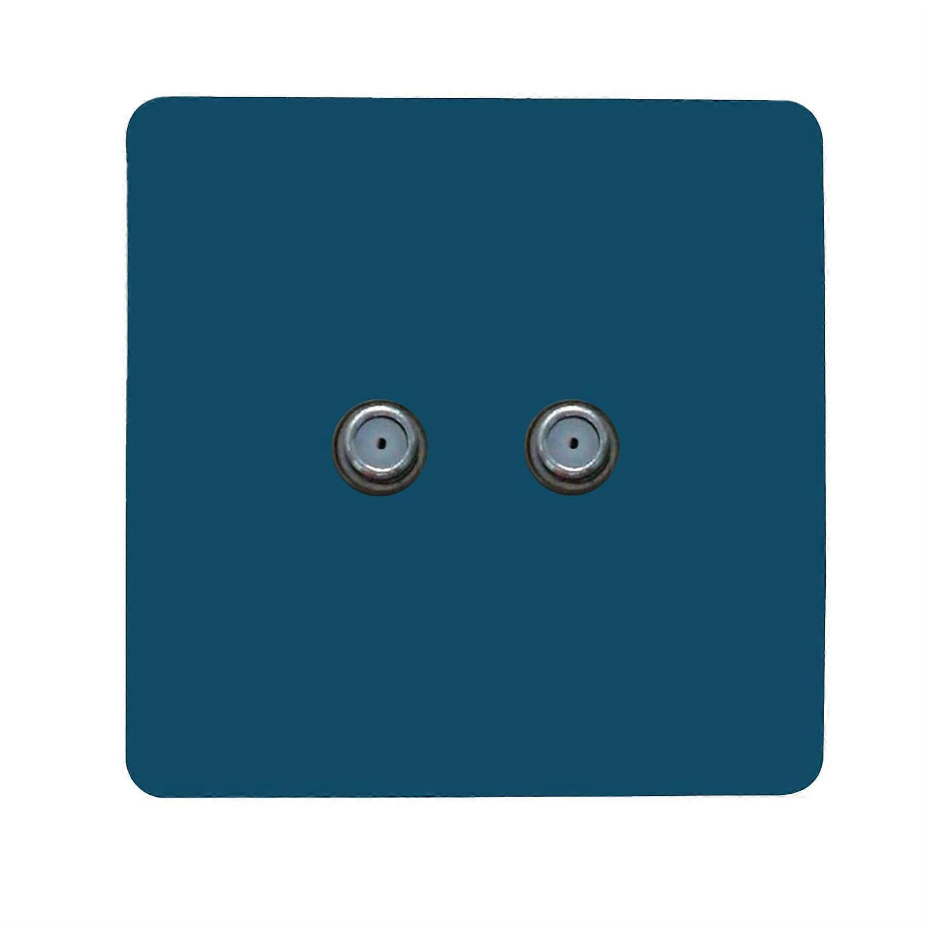 Trendi Switch 2 Gang Male F-Type Satellite Television Socket in Midnight Blue