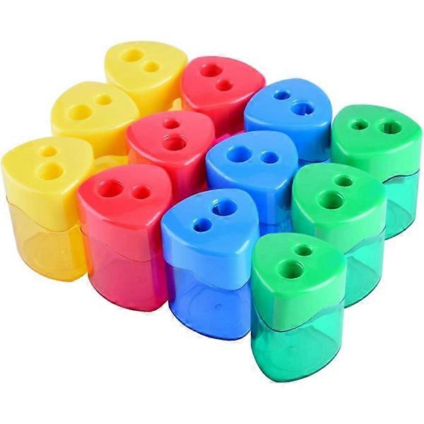 Set of 12 Manual Pencil Sharpeners, 2-Hole Pencil Sharpener for School
