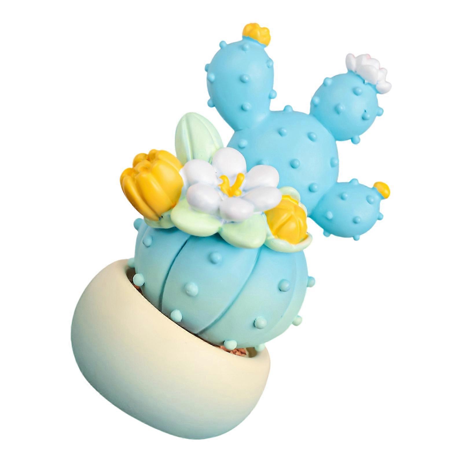 Mini Resin Miniature Cacti Figurines Cacti Potted Resin Crafts for Home Office Car Interior Dashboard Ornament Multicolor