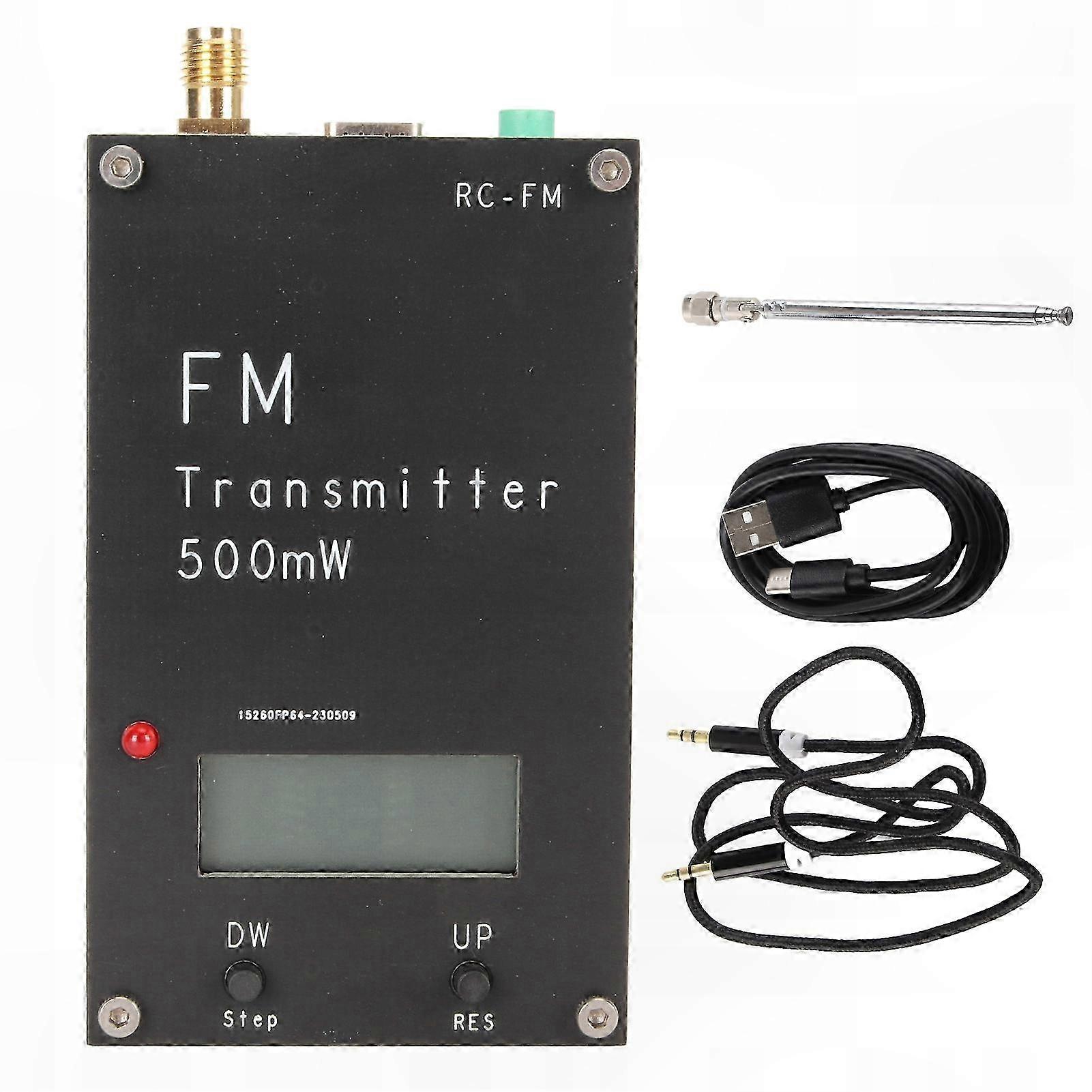 High-Power FM Transmitter with LCD Display, 500mW Output, 2KM Range for Stereo o Broadcasting