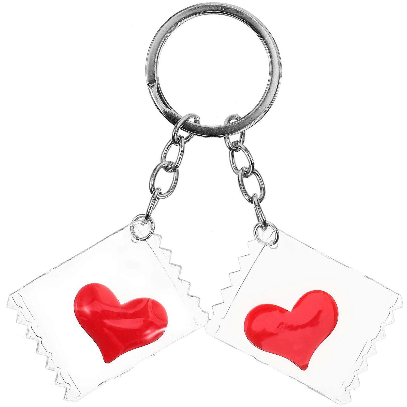 Cute Keyrings Heart Key Rings Keychain Aesthetic Daily Use Multi Color 9.50X4.50X1.00CM Sturdy Metal Key Hanging Decorations 2Pcs
