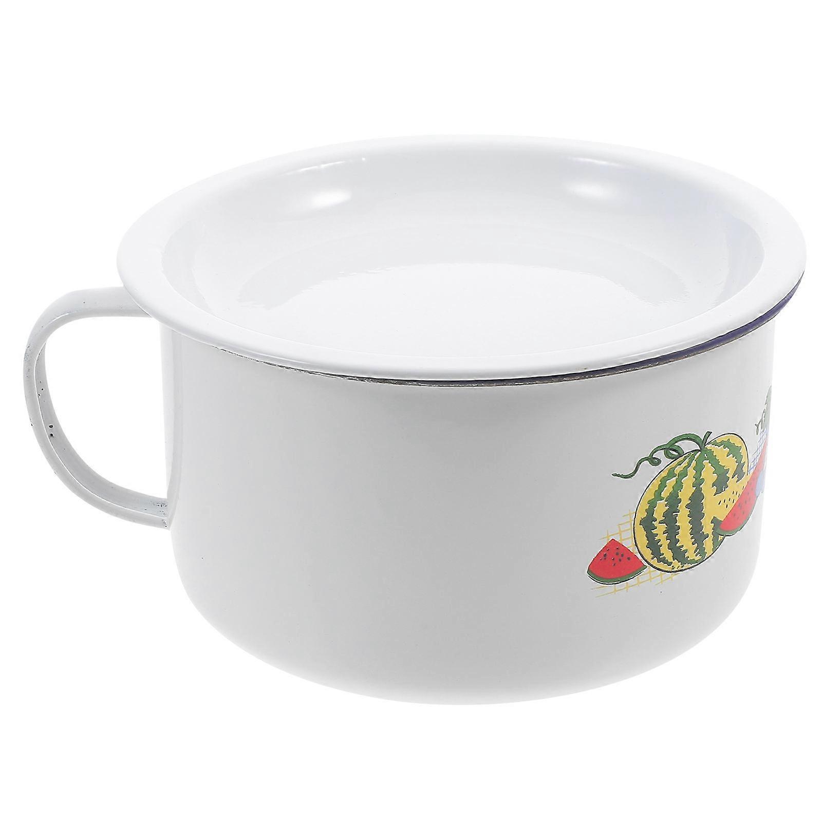 Old-Fashioned Enamel Bowl Food Storage Container for Home Use 1Set