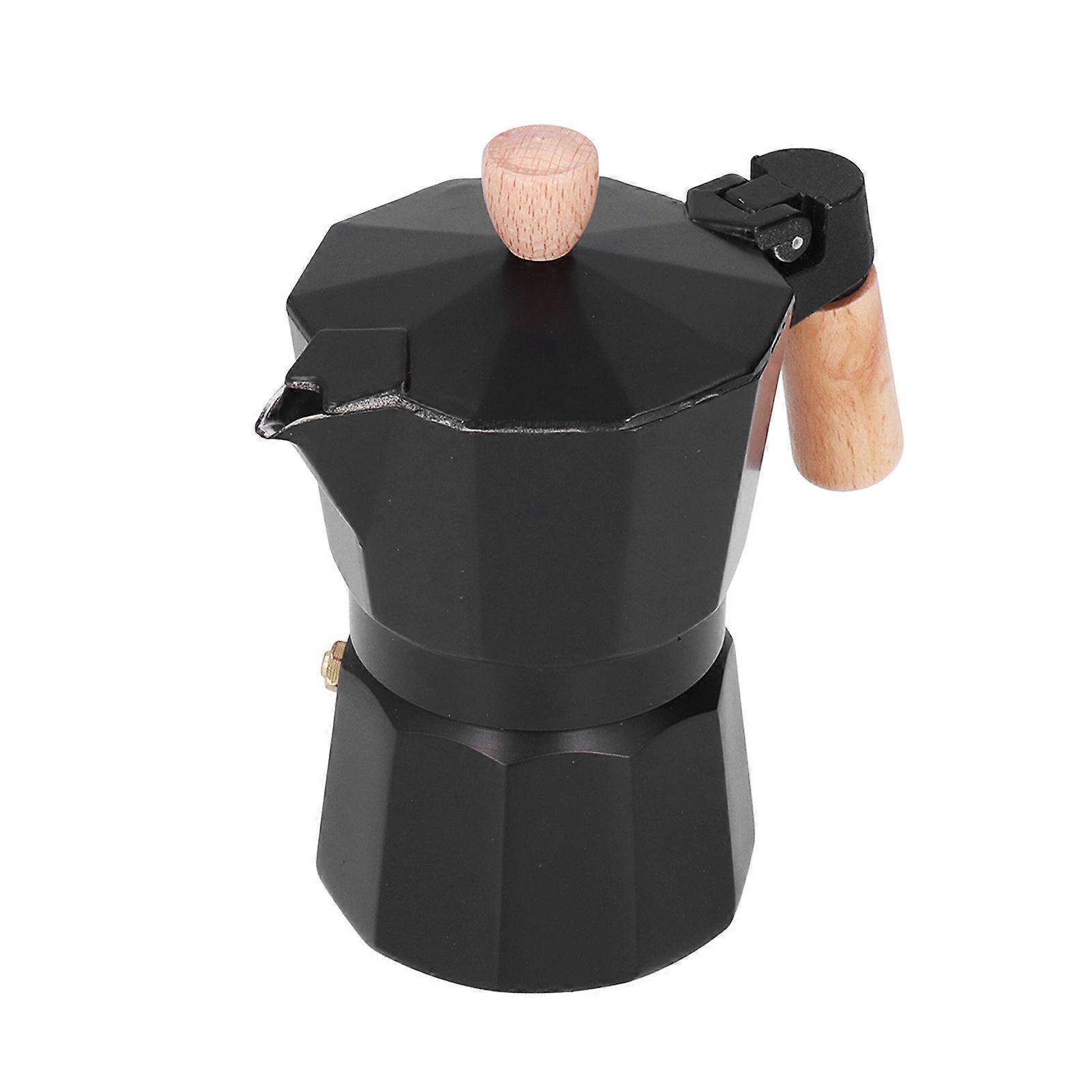 Octagonal Aluminum Stovetop Coffee Maker 6 Cups with Beech Handle