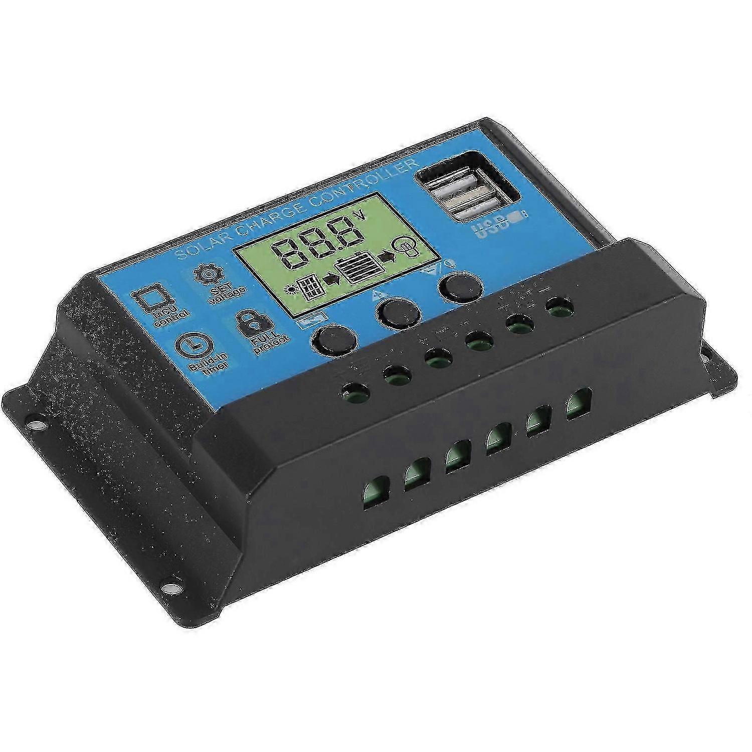 12V 24V Solar Charge Discharge Controller PWM LCD Display Dual USB Output