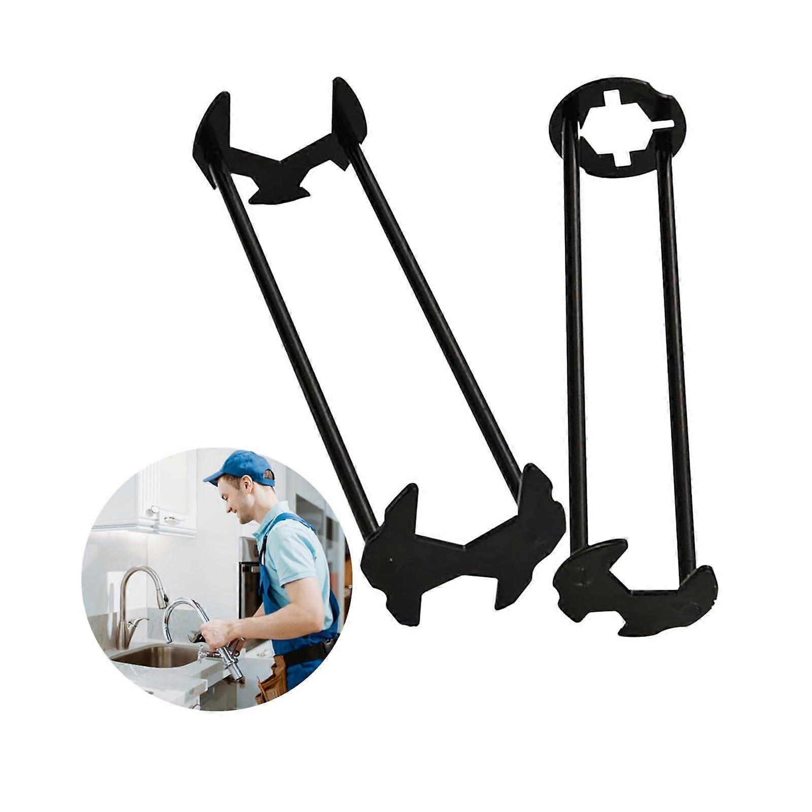 Multifunctional Basin Wrench, 2Piece Set, 7Size Adjustable Plumbing Tool For Sink Faucets, UnderSink Universal Tool