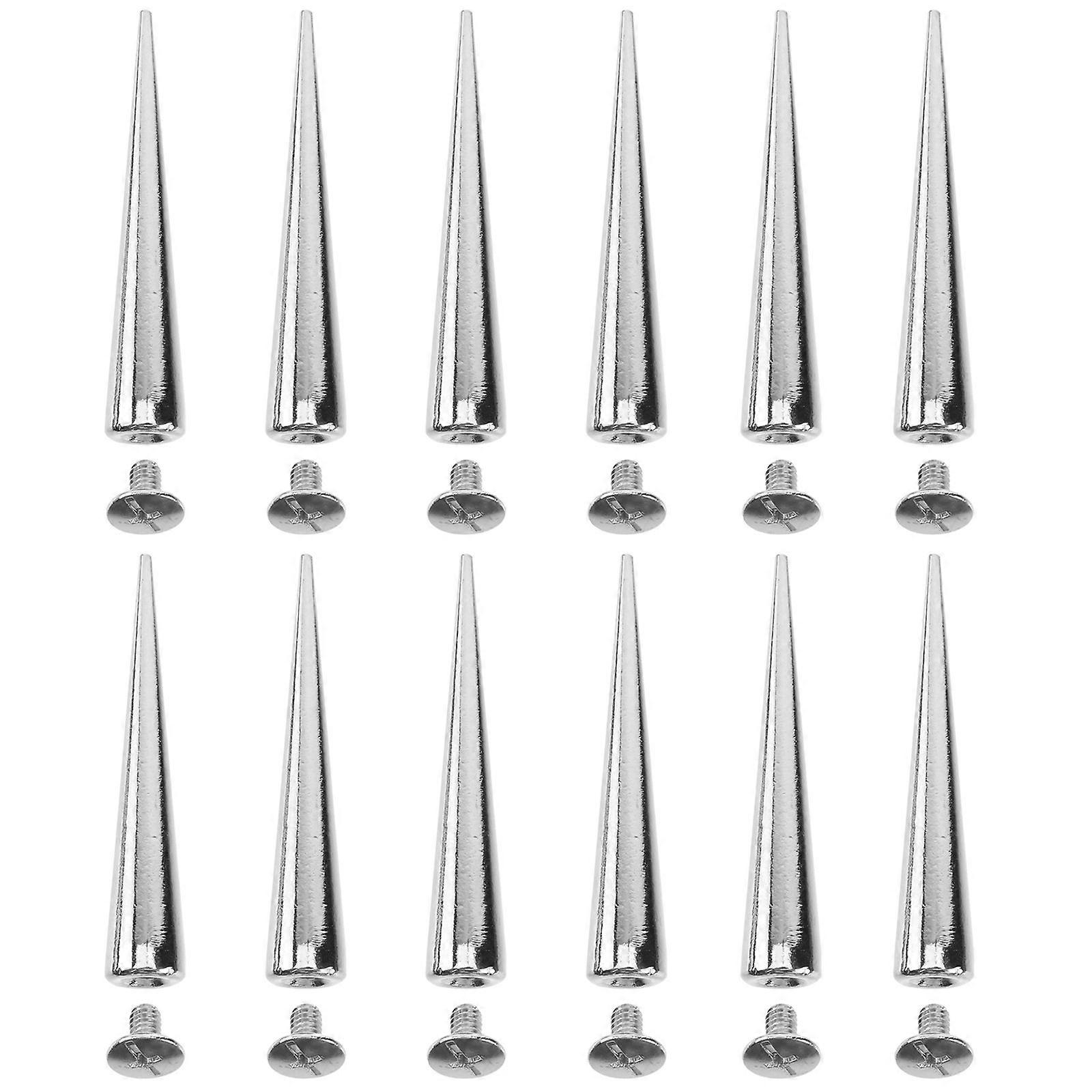 10pcs Solid Punk Bullet Large Spikes Metal Leather Rivets DIY Silver Cone Studs