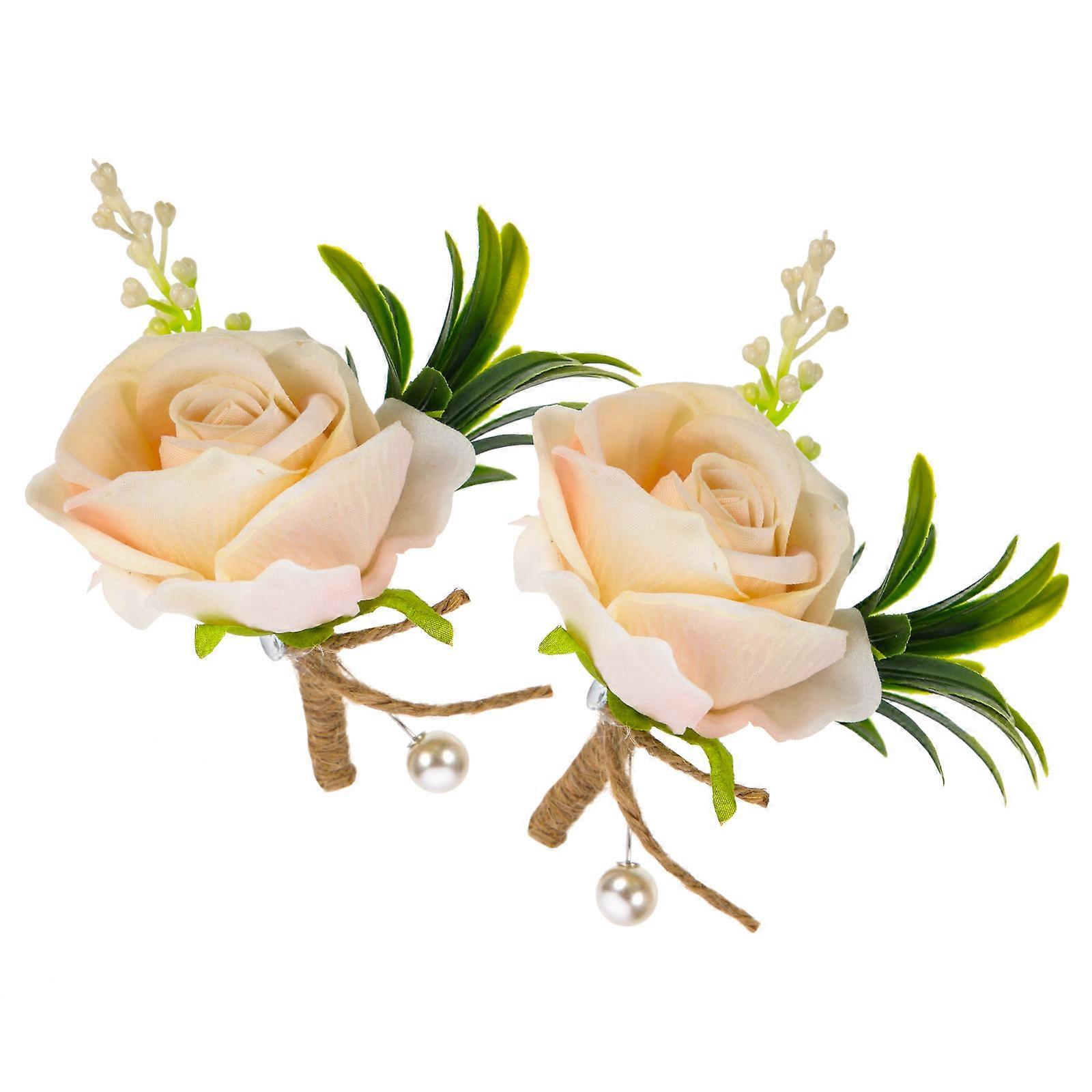 Groom Boutonniere Artificial Flower Wedding Boutonniere for Men 4Pcs