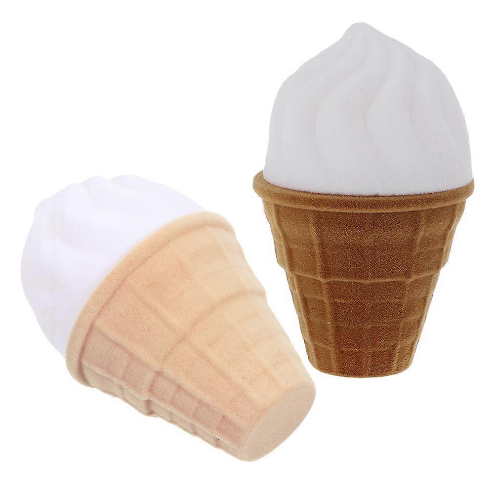 Creative Valentines Ring Box Ice Cream Shaped Case for 2Pcs Storage