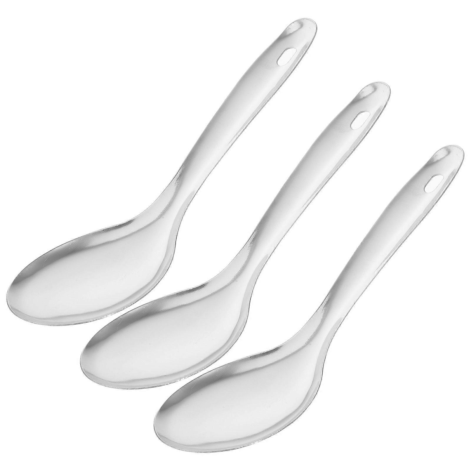 3Pcs 스테인레스 스틸 밥 숟가락 간단한 숟가락 요리 숟가락 주방 가제트