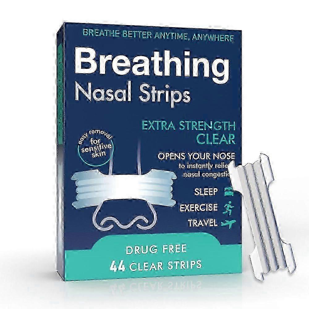 44 Strong Nasal Supports Strips - Clear Extra Strength Nose Stop SolutionSensitive Skin Better Breathe Sleeping Aid