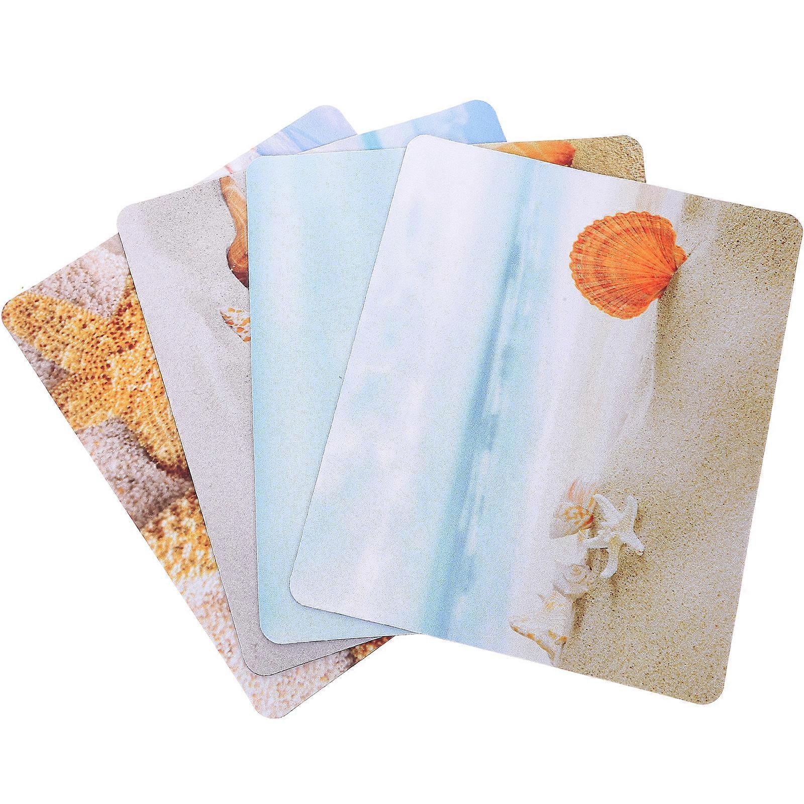 Beach Mouse Pad Rubber Rectangle Mouse Mat for Home Use 4Pcs Set