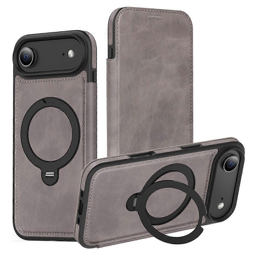 Compatible For iPhone Air Case Compatible with MagSafe RFID Leather Wallet Cover with Rotating Ring Kickstand