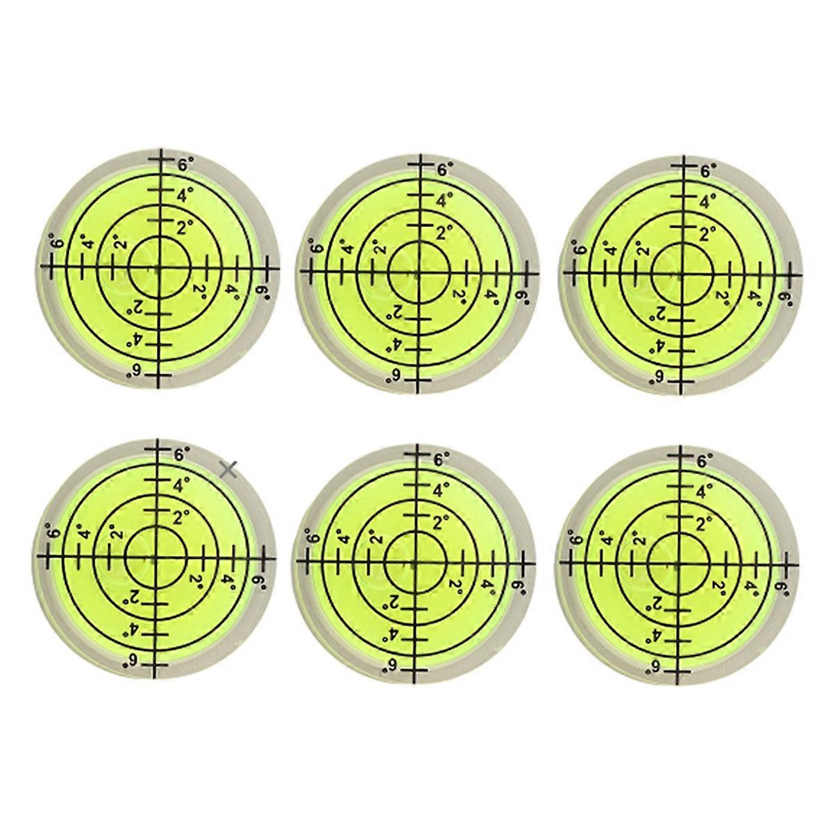 6Pcs Circular Bubble Spirit Levels for RVs Cameras Tripods 32mm Leveling Tools for Turntable Phonog