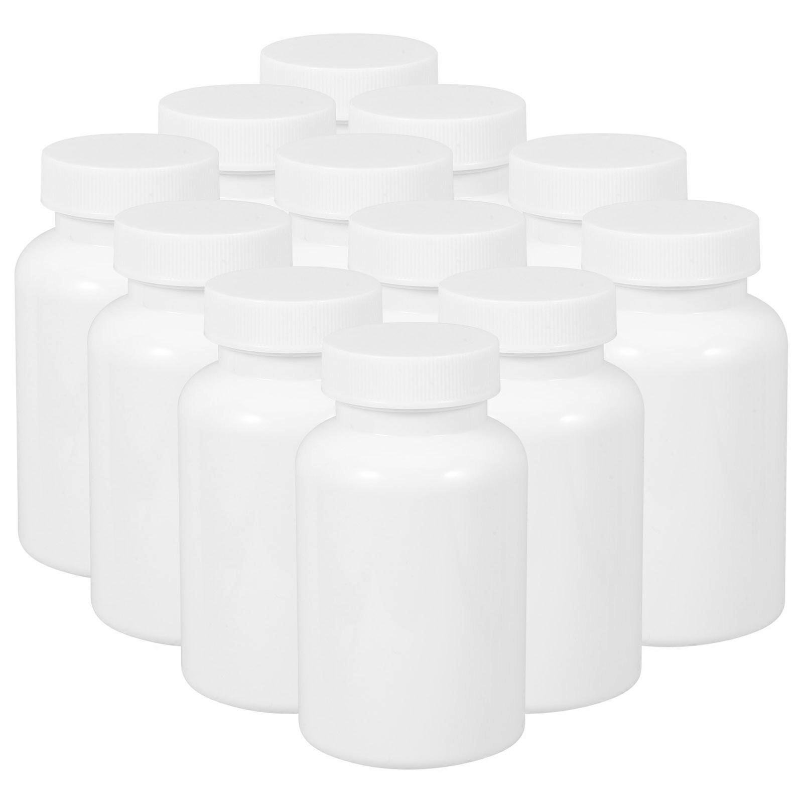 Medicine Container with Cap for Storage Use 12Pcs White Pet Bottles