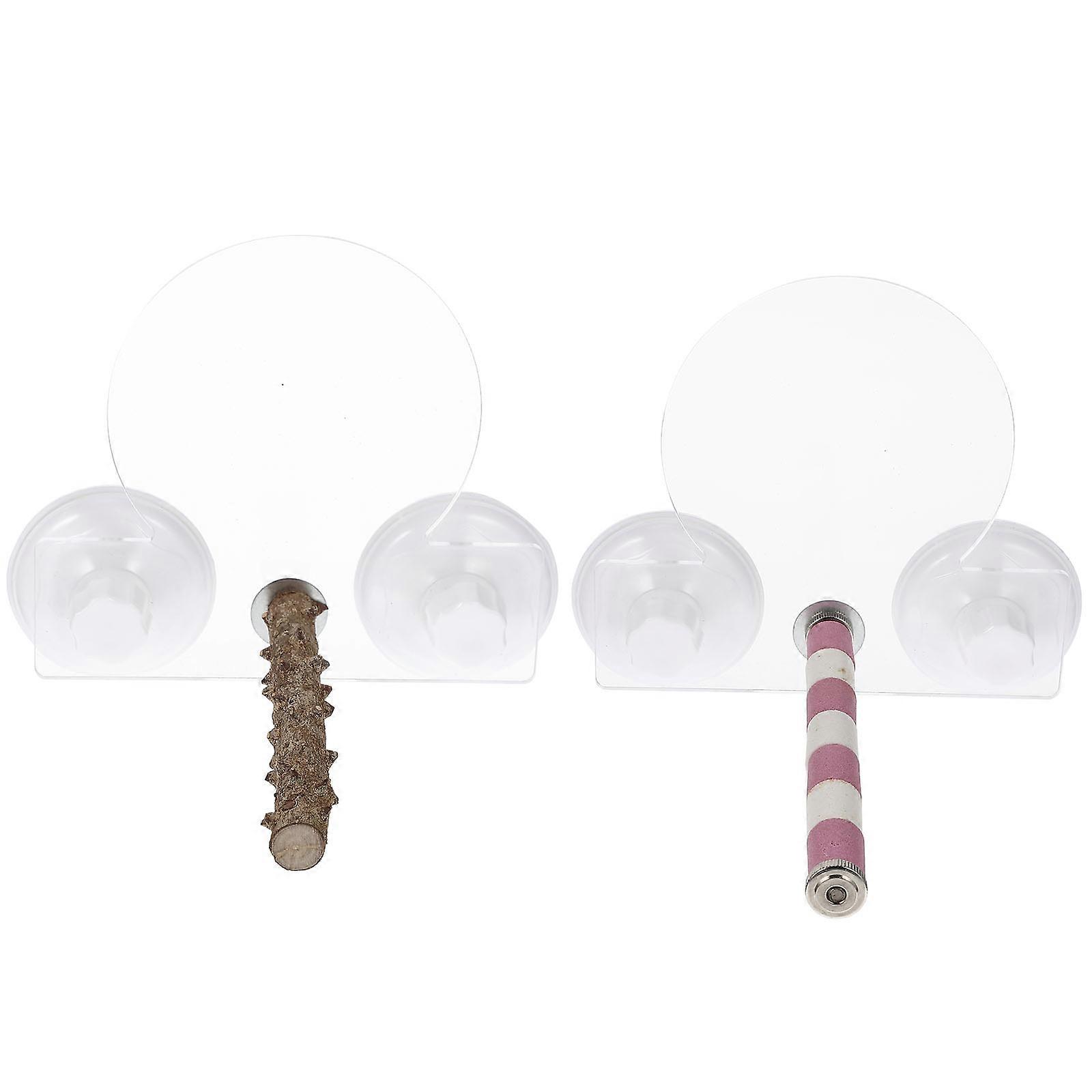 Parakeet Perch Toy Bird Stand Rod with Suction Cup 2Sets