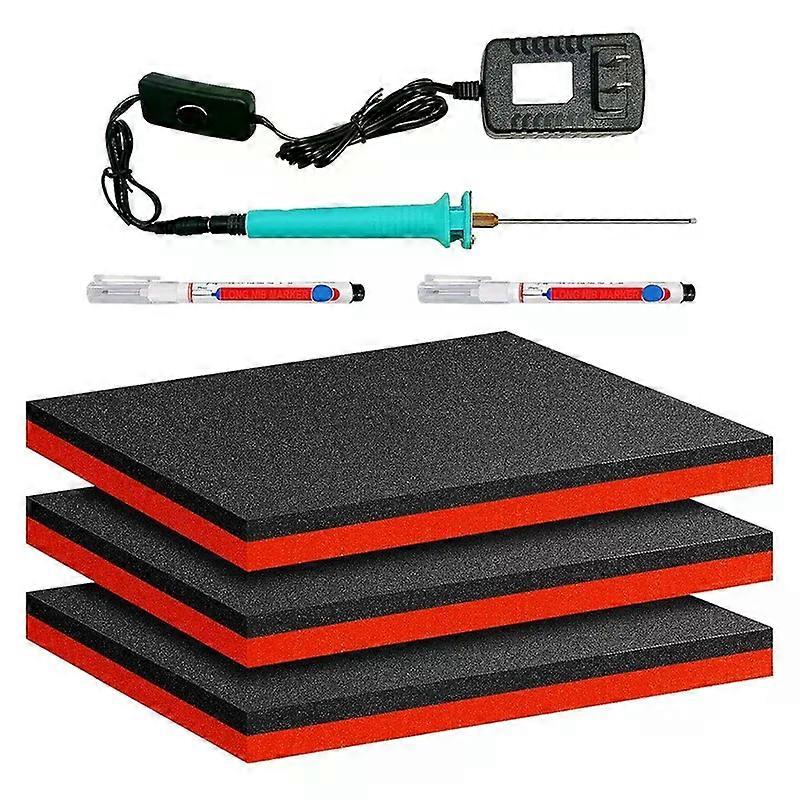 HRBAJ-175X12x1inch Tool Box Organization Foam 3Pcs Shadow Non Slip Foam Toolbox Chest Drawer Inserts Liner Organizer US Plug