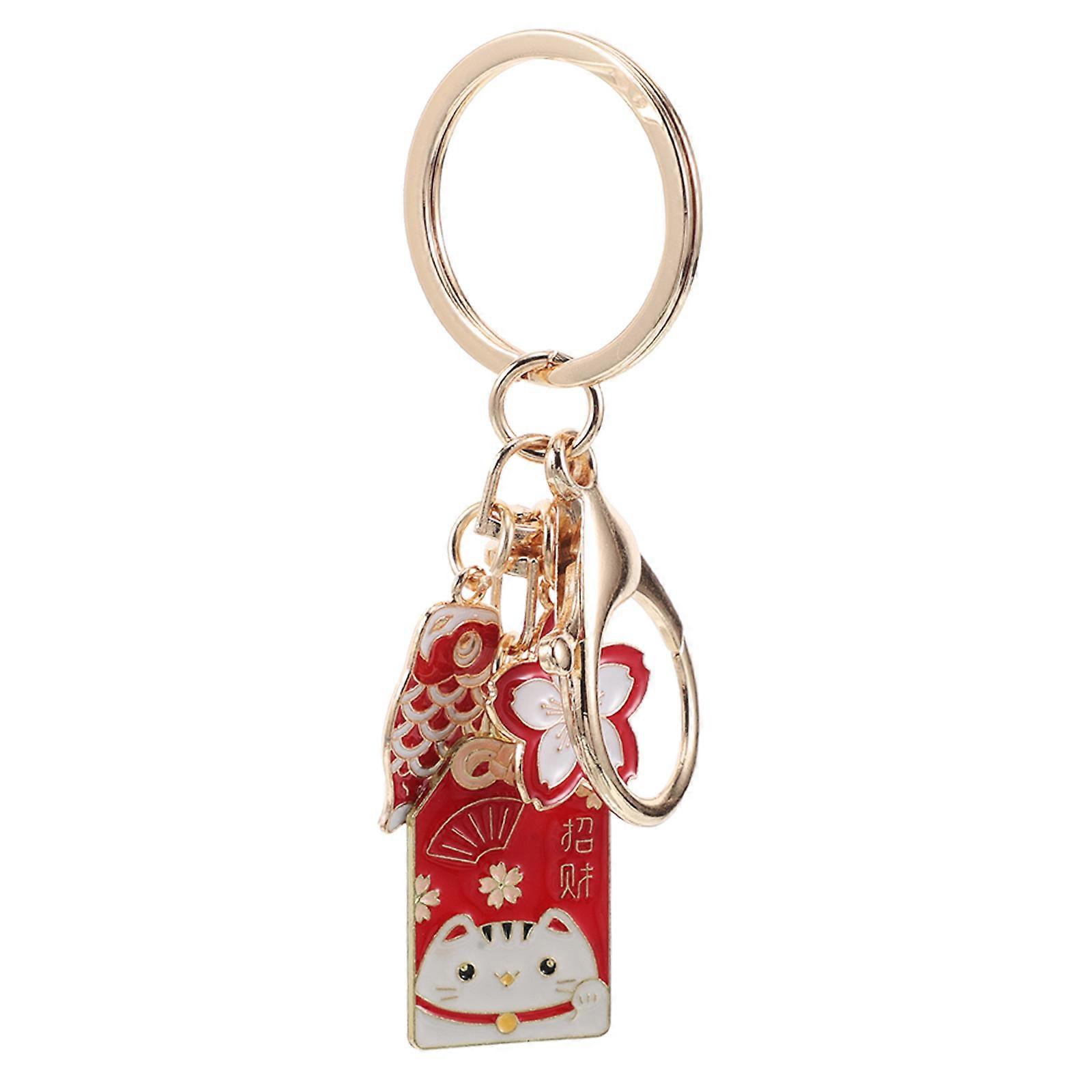 Stylish Car Key Bag Japanese Cat Keychain for Handbag Charm 3Pcs