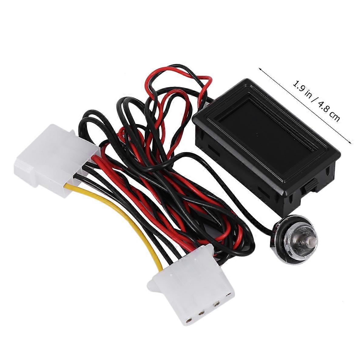 Digital Temperature Detector 2Pcs Thermometer for PC Water Cooling System Monitoring Black Rectangular Design