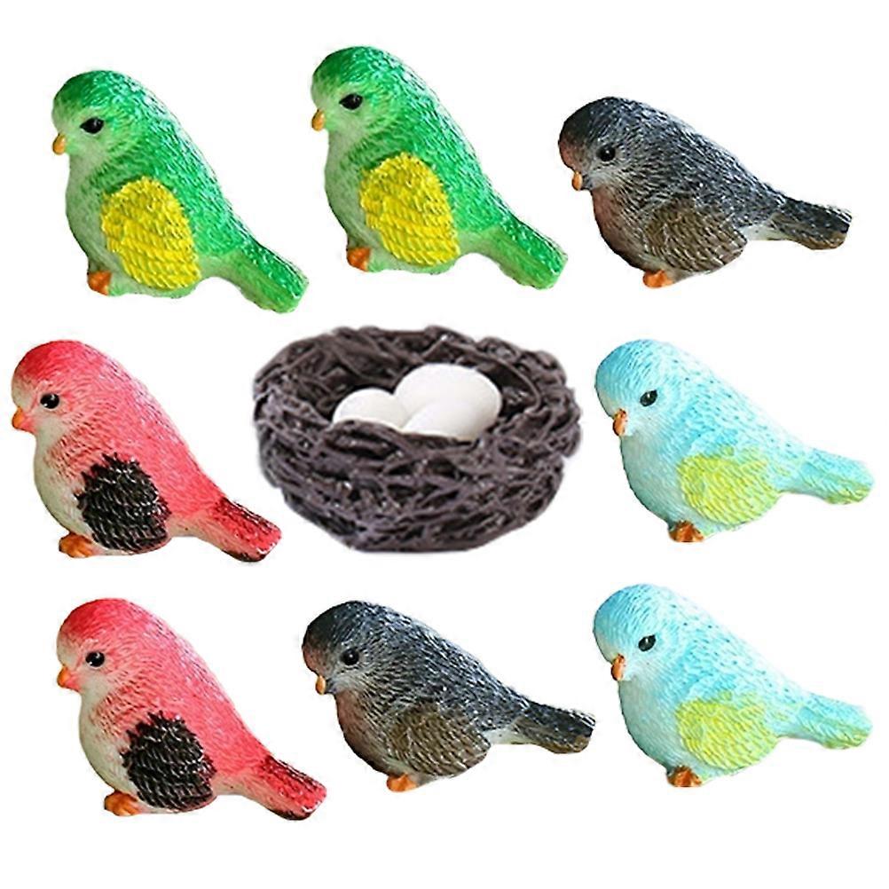Miniature Bird Nest 4Sets Multi Eggs with Weather-Resistant Resin for Mini Ornament