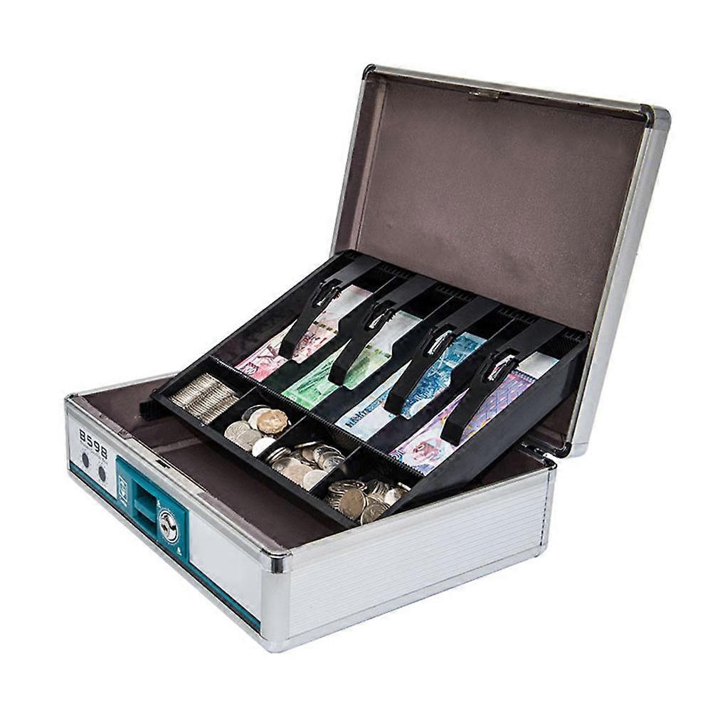 Portable Silver Money Box with for Secure Storage Case