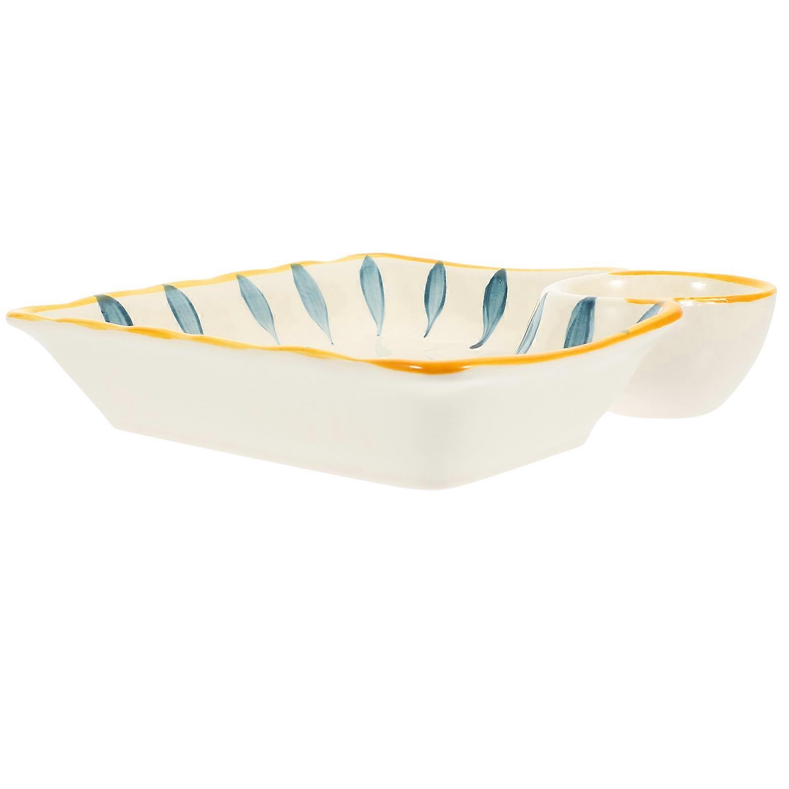 Square Dumpling Plate Ceramic Plate for Kitchen Use 2Pcs Set