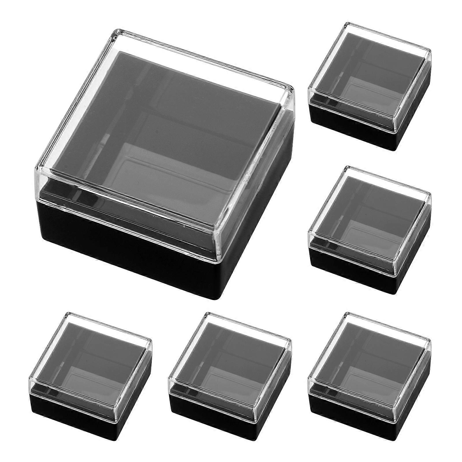 Mineral Specimen Box 6Pcs Black Acrylic for Multi-Use Storage with Stable Desktop Display
