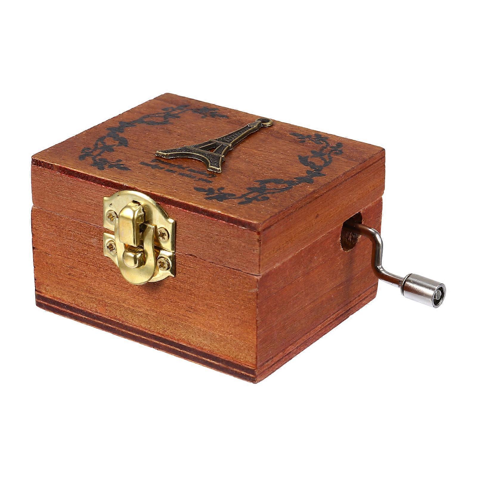 Hand Crank Music Box Iron Tower with 3Pcs for Decorative Use