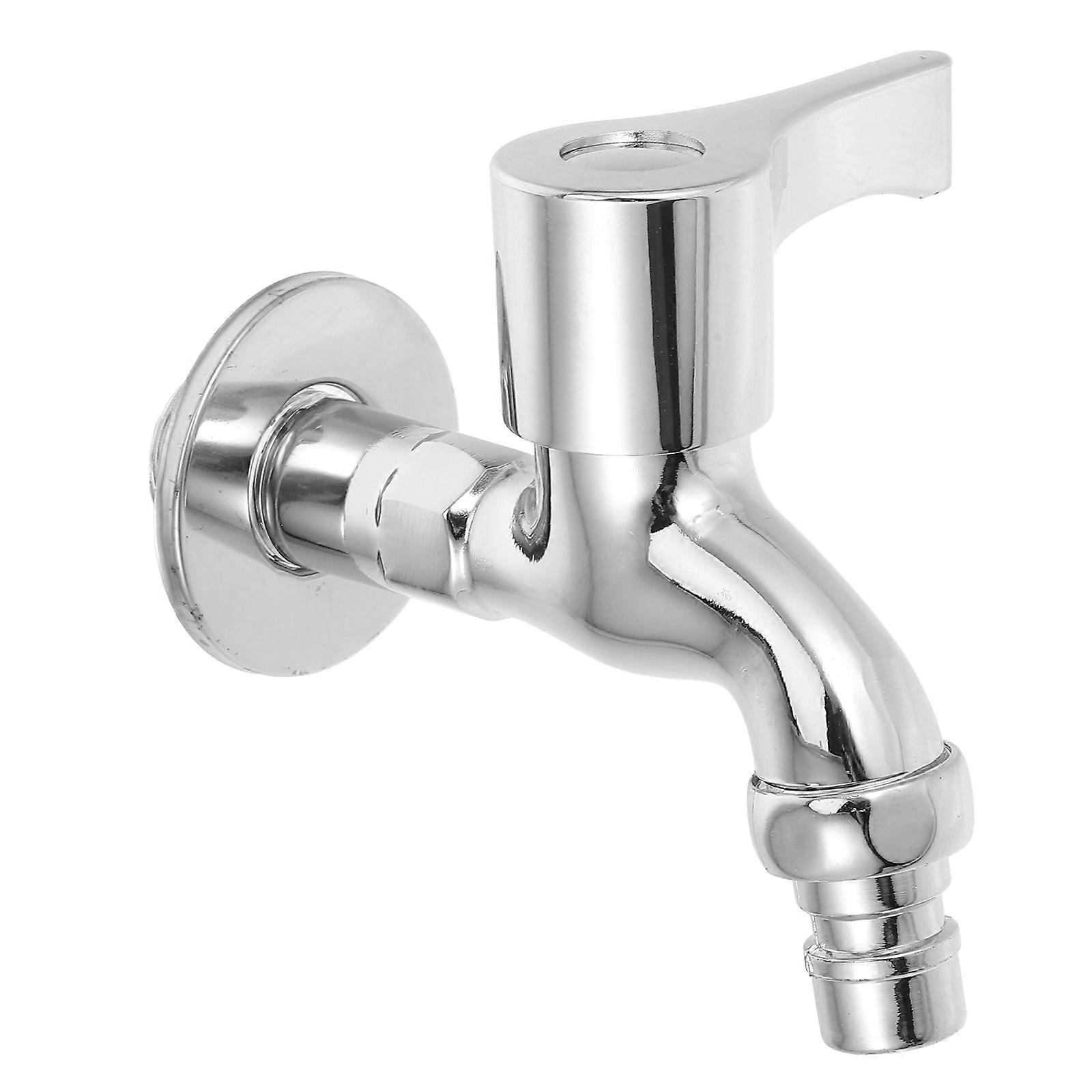 Cold Water Faucet Single Handle for Washing Machine 2Pcs Wall Mounted Silver Tap