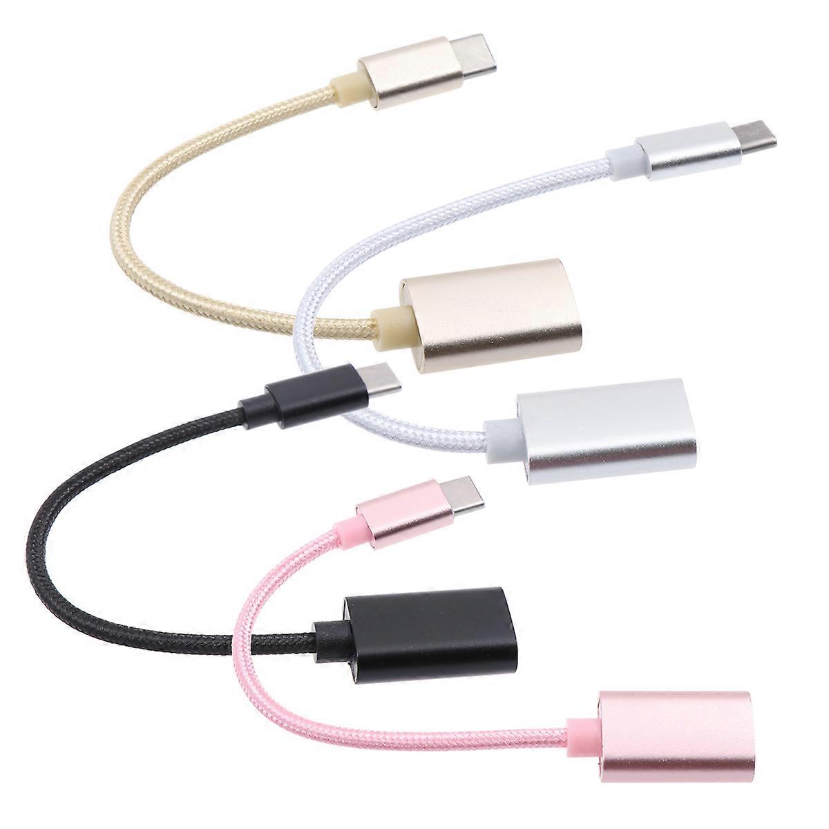 Type-C to USB Extension Adapter Cable for Battery Charger Golden Braided