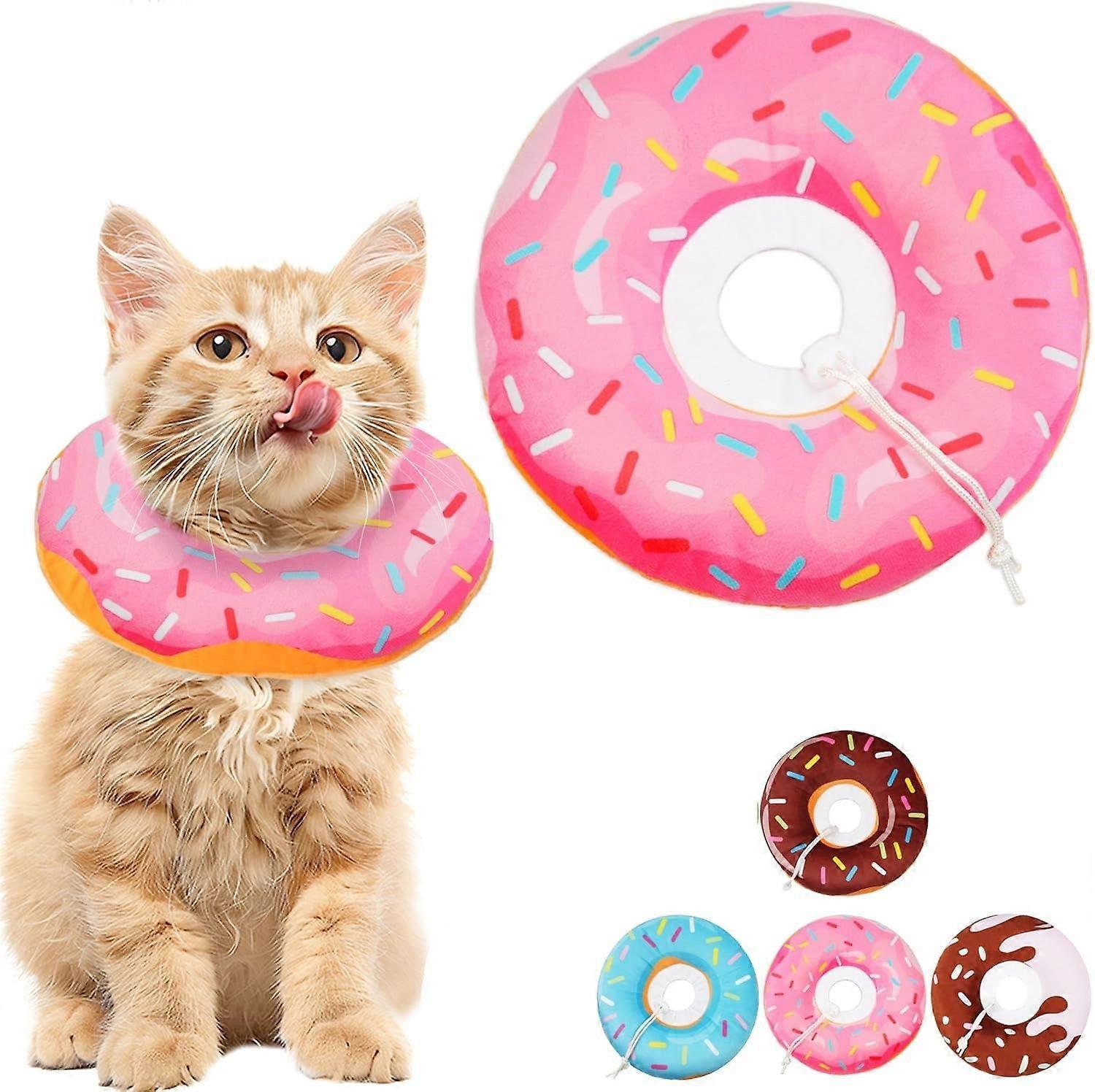 Cat Cone Collar Soft, Cat Recovery Collar for Wound Healing Cute Donut Adjustable Kitten Cones to Stop Licking Comfortable Lightweight Neck Elizabetha
